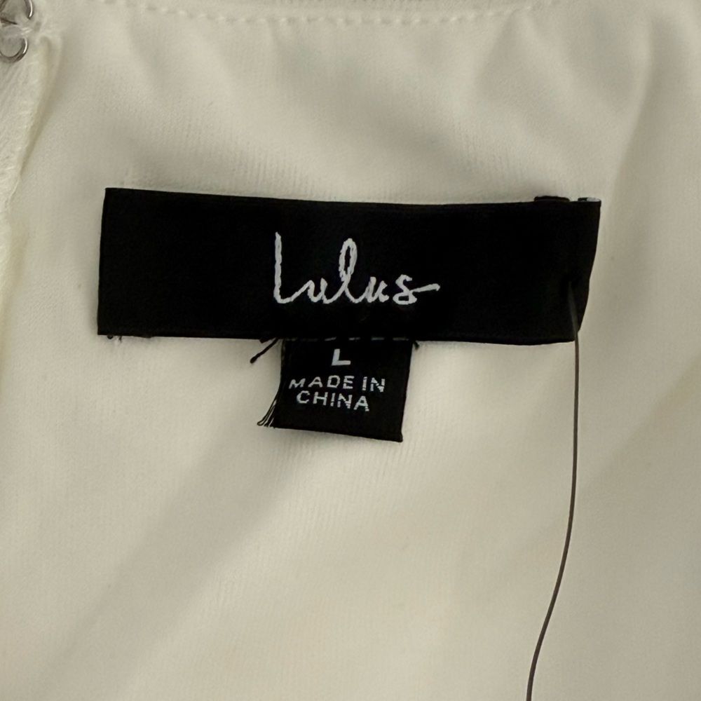 NWT Lulus Special Poise White Tulle Pleated Sleeveless Tiered Mini Dress Large - Picture 7 of 7